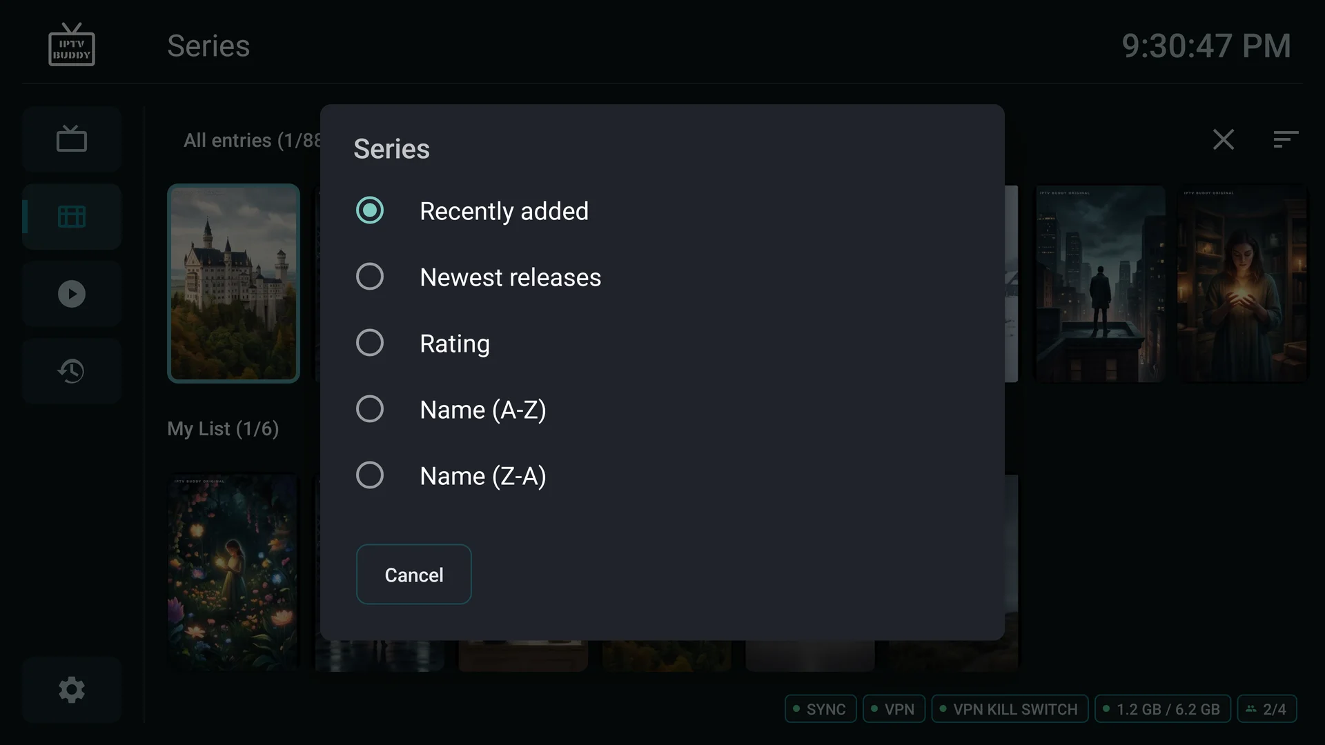 Series sorting picker with multiple options